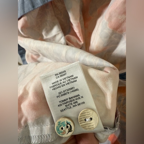 Tommy Bahama Men's XL Coconut Point Floral Shirt - Orange & Blue Resortwear RARE - Picture 5 of 6